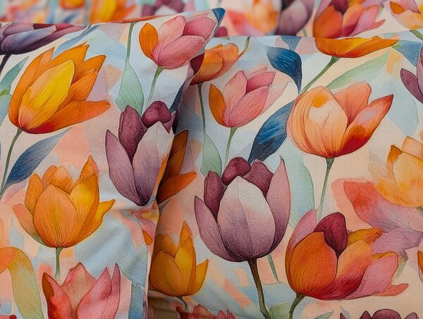 Nelly Bavlněný povlak na polštář - Tulipánová energie Rozměr: 30/30 CM ZIP