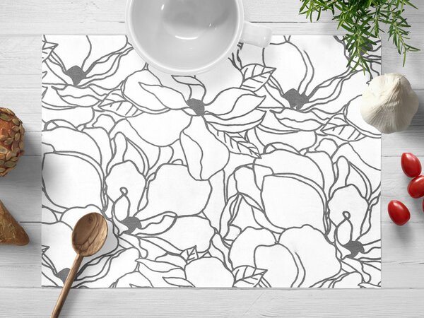 Biante Bavlněné prostírání na stůl Sandra SA-271 Šedé designové květiny na bílém 30x40 cm