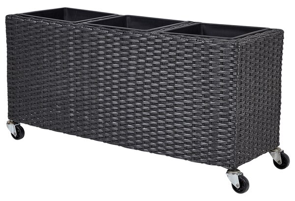 Květináč BELLIS Umělý ratan 82 cm Černá