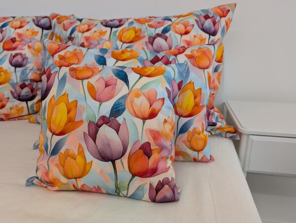 Nelly Bavlněný povlak na polštář - Tulipánová energie Rozměr: 30/30 CM ZIP