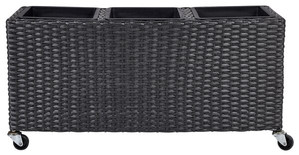 Květináč BELLIS Umělý ratan 82 cm Černá