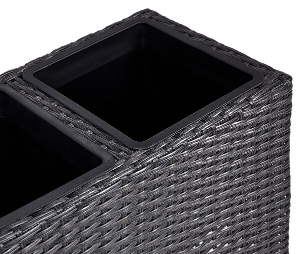 Květináč BELLIS Umělý ratan 82 cm Černá
