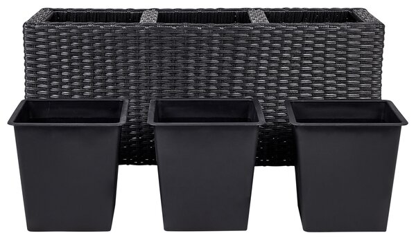 Květináč BELLIS Umělý ratan 82 cm Černá