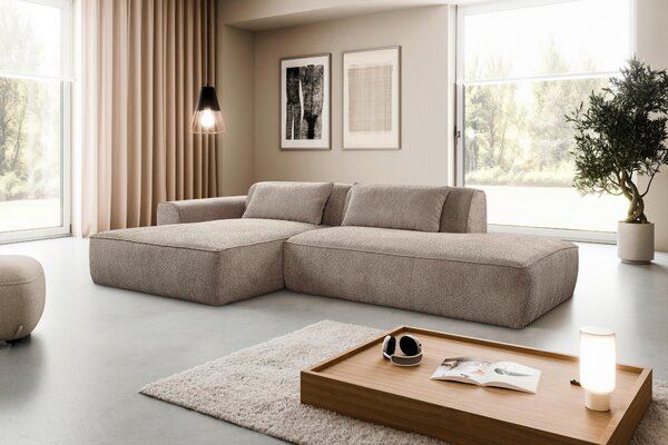 ROHOVÁ SEDAČKA, plast, textil, kompozitní dřevo, šedohnědá Livetastic - Sedací soupravy, Online Only