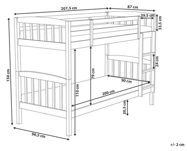 Patrová postel Borovicové dřevo REVIN 90 x 200 cm Světle hnědá