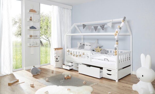 DĚTSKÁ POSTEL SE STŘÍŠKOU, 90/200 cm, bílá MID.YOU - Online Only dětské postele, Online Only