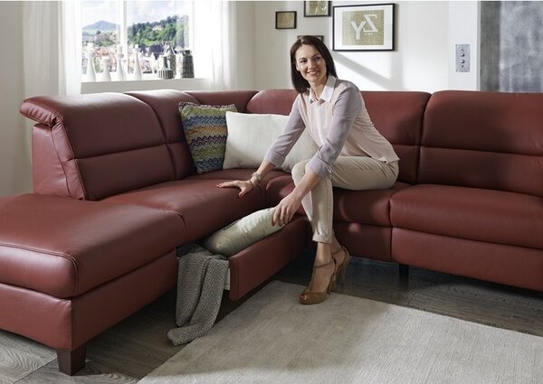 Kožená rohová sedací souprava SAMARA s funkcí relax Levý roh
