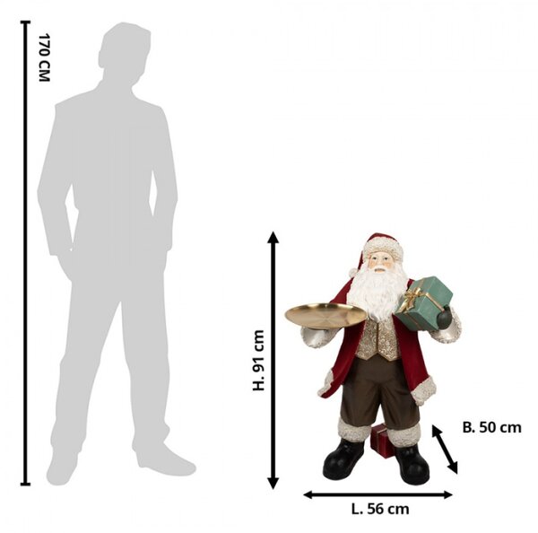 Velká vánoční socha Santa Claus s tácem na cukroví – 56x50x91 cm