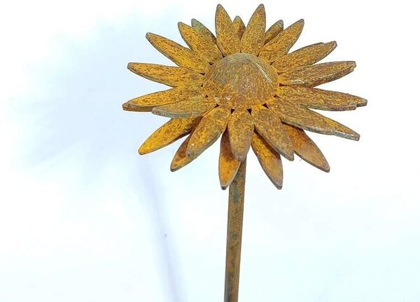 Zahradní kovový zápich corten 3D Sedmikráska 40 cm