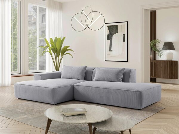 ROHOVÁ SEDAČKA, plast, textil, kompozitní dřevo, světle šedá Livetastic - Sedací soupravy, Online Only