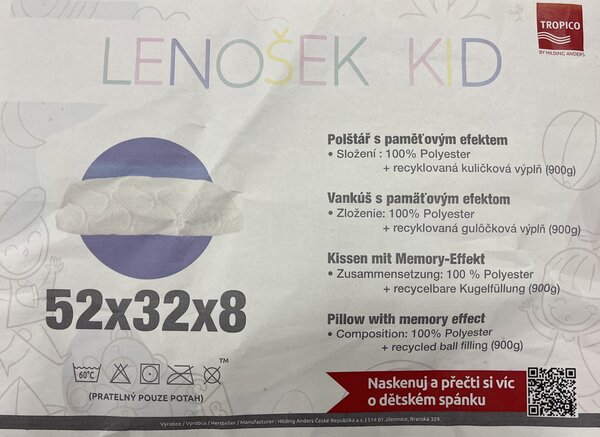 Tropico LENOŠEK KID - menší paměťový polštář