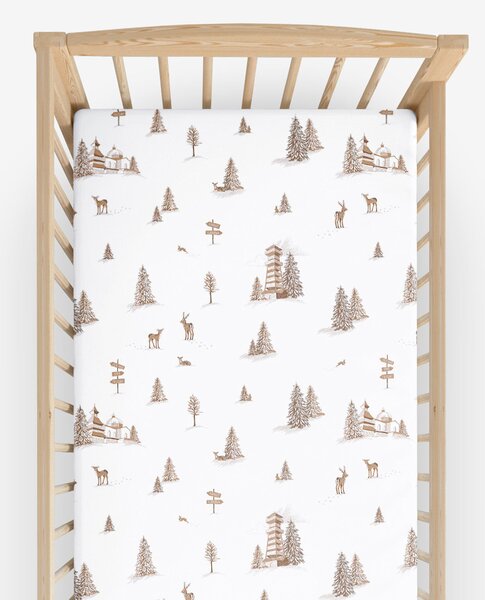 Goldea bavlněné napínací prostěradlo do dětské postýlky - beskydy 60 x 120 cm