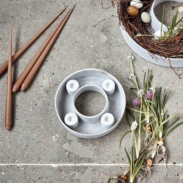 Svícen The Ring Grey Polystone 26 cm