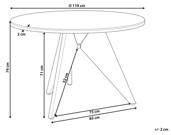 Zahradní jídelní stůl OLMETTO 83 cm 110 cm Sklo Černá