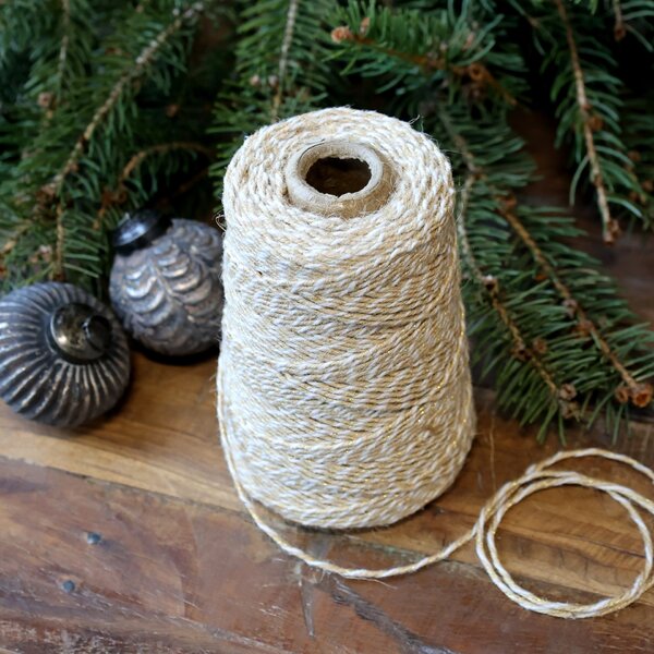 Jutový provázek 160 m – White / Beige / Gold thread