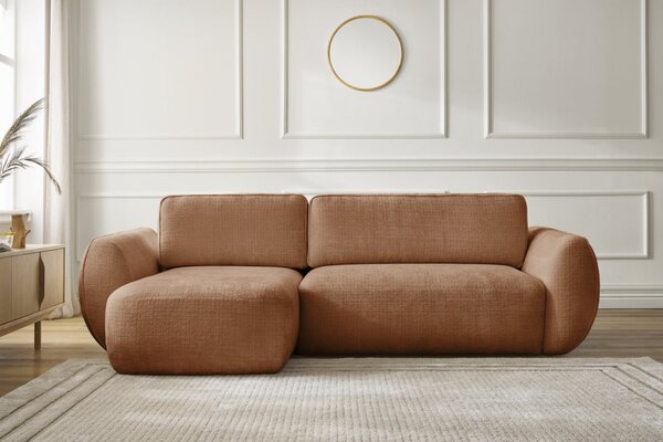 -25 % Dny MOMENTI– Bobochic Paris Terakotově oranžová rozkládací pohovka Denise 258 cm, levá