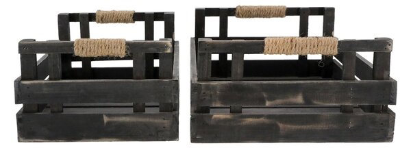 Dřevěný box Antique Coal Větší