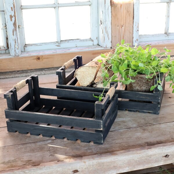 Dřevěný box Antique Coal Větší