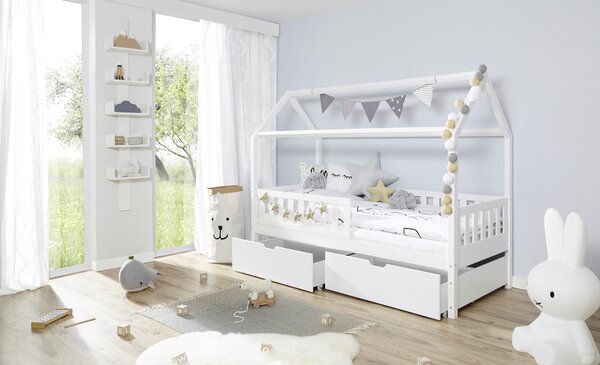 DĚTSKÁ POSTEL SE STŘÍŠKOU, 90/200 cm, bílá MID.YOU - Online Only dětské postele, Online Only