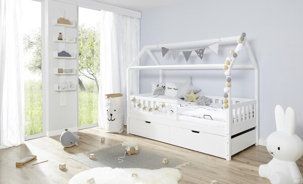 DĚTSKÁ POSTEL SE STŘÍŠKOU, 90/200 cm, bílá MID.YOU - Online Only dětské postele, Online Only