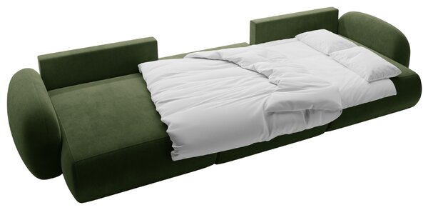 -25 % Dny MOMENTI– Maison Heritage Zelená sametová rozkládací pohovka Kora 362 cm