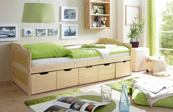 POSTEL S ÚLOŽNÝM PROSTOREM, 90/200 cm barvy borovice MID.YOU - Jednolůžkové postele, Online Only