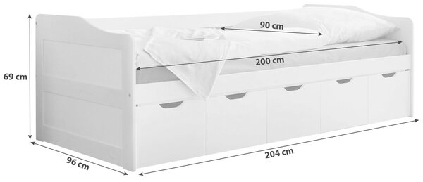 POSTEL S ÚLOŽNÝM PROSTOREM, 90/200 cm barvy borovice MID.YOU - Jednolůžkové postele, Online Only