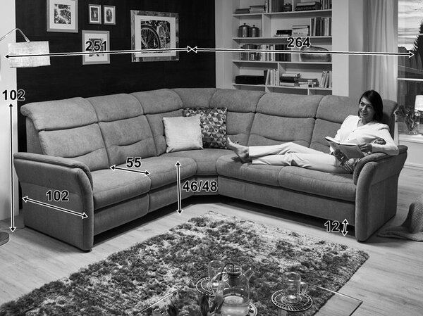 Rohová sedací souprava LOUIS s funkcí TV Levý roh