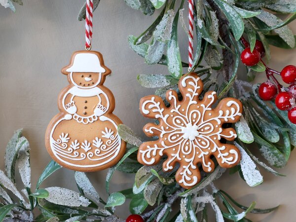Vánoční ozdoba Christmas Cookies Snowman / Snowflake Sněhulák