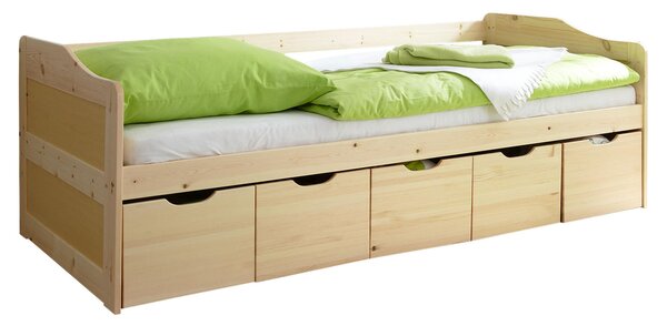 POSTEL S ÚLOŽNÝM PROSTOREM, 90/200 cm barvy borovice MID.YOU - Jednolůžkové postele, Online Only