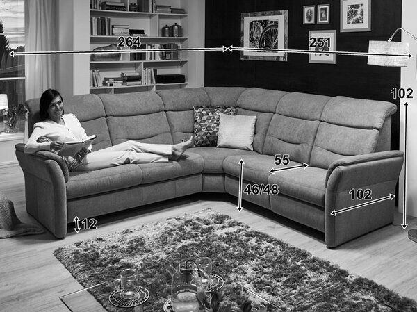Rohová sedací souprava LOUIS s funkcí TV Pravý roh