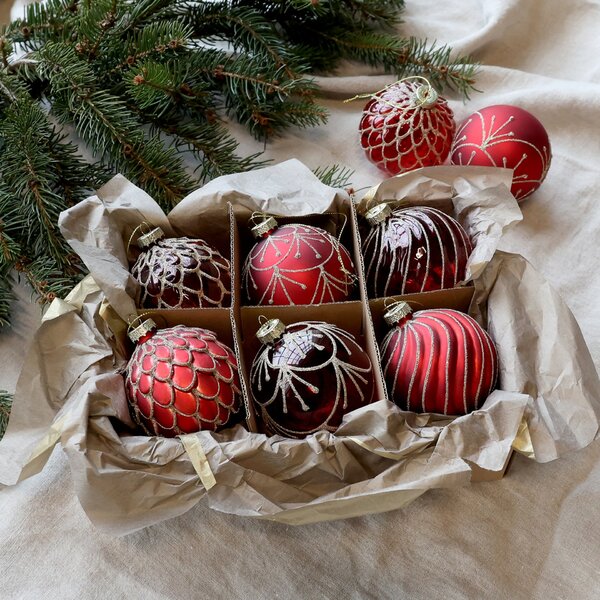 Vánoční baňka Cherry Ø 8 cm – set 6 ks