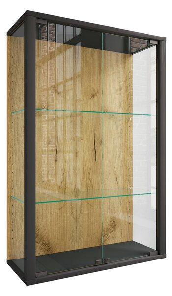 ZÁVĚSNÁ VITRÍNA, čiré, černá, medový dub, 59/80/25 cm Livetastic - Závěsné vitríny, Online Only