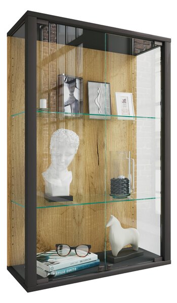 ZÁVĚSNÁ VITRÍNA, čiré, černá, medový dub, 59/80/25 cm Livetastic - Závěsné vitríny, Online Only
