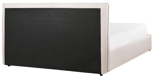 Postel s úložným prostorem LAVAUR Umělý samet Krémově bílá 160 x 200 cm