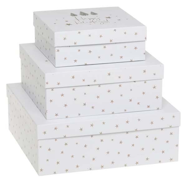Dárková krabice Stars White – set 3 ks
