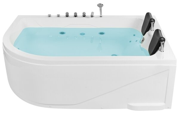 Rohová vířivá vana s LED osvětlením CALAMA Levá 180 x 120 cm Bílá