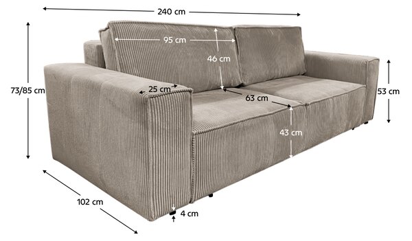 KONDELA Rozkládací pohovka, šedobéžová Taupe, HARPERA BIG SOFA