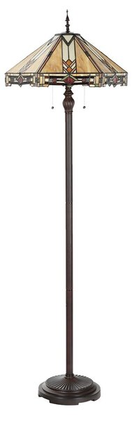 Béžovo-hnědá stojací lampa Tiffany Tippia - Ø 40x161 cm E27/max 2*60W - Clayre & Eef