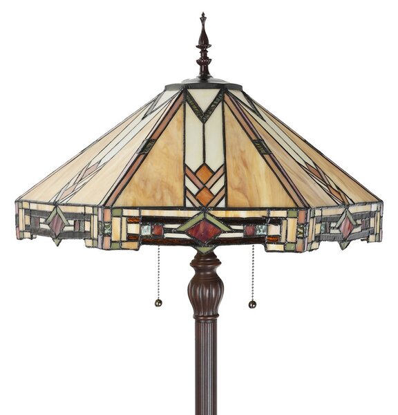 Béžovo-hnědá stojací lampa Tiffany Tippia - Ø 40x161 cm E27/max 2*60W - Clayre & Eef