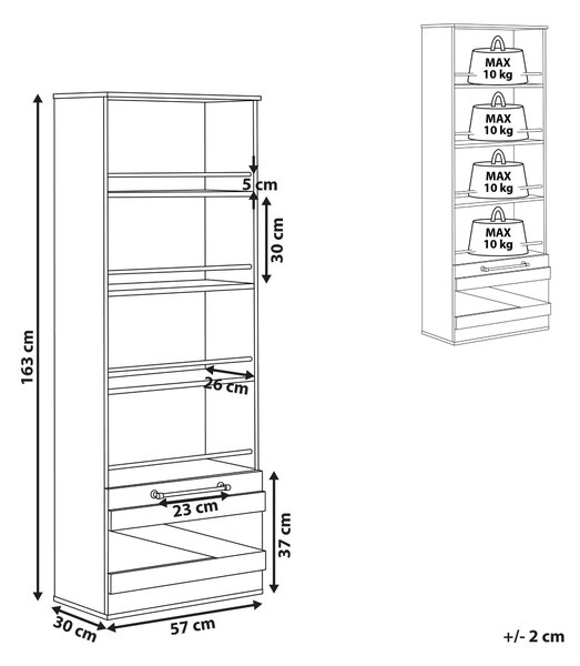 Knihovna se 4 policemi SALTER 163 cm Hnědá/Černá