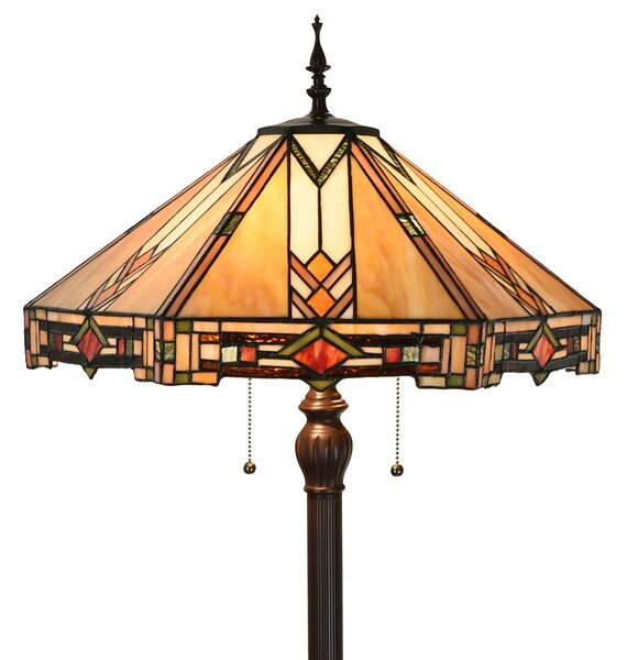 Béžovo-hnědá stojací lampa Tiffany Tippia - Ø 40x161 cm E27/max 2*60W - Clayre & Eef
