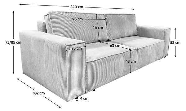 KONDELA Rozkládací pohovka, světle šedá, HARPERA BIG SOFA
