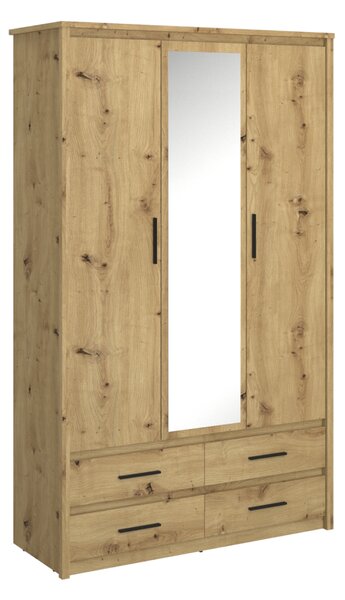 KONDELA Skříň se zrcadlem 3D4S, dub artisan, AIRON