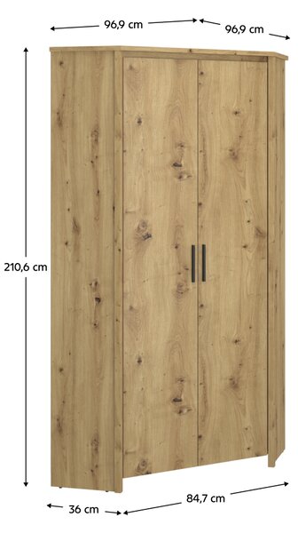 KONDELA Rohová skříň 2D, dub artisan, AIRON