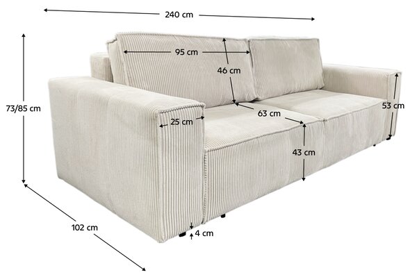 KONDELA Rozkládací pohovka, béžová, HARPERA BIG SOFA