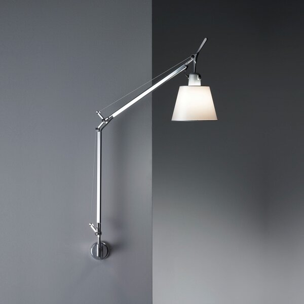 Artemide 51TOL Tolomeo Basculante 180 Parette, nástěnná lampa do svorkovnice s vypínačem, pergamenové stínítko, 1x8W LED E27, max. výška 111,7cm