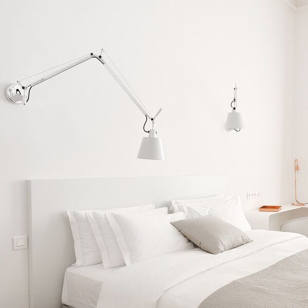 Artemide 42TOL Tolomeo Basculante 180 Parette, nástěnná lampa do závuvky s vypínačem, satinové stínítko, 1x8W LED E27, max. výška 111,7cm