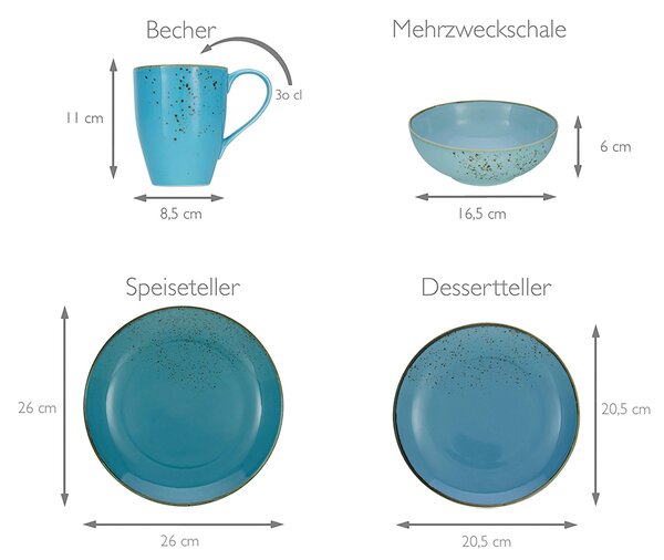 KOMBINOVANÁ SOUPRAVA, 16dílné, kamenina Creatable - Online Only nádobí, Online Only