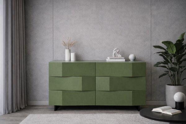 Olivově zelená komoda Marco Barotti Linea Diamond 120 x 45 cm